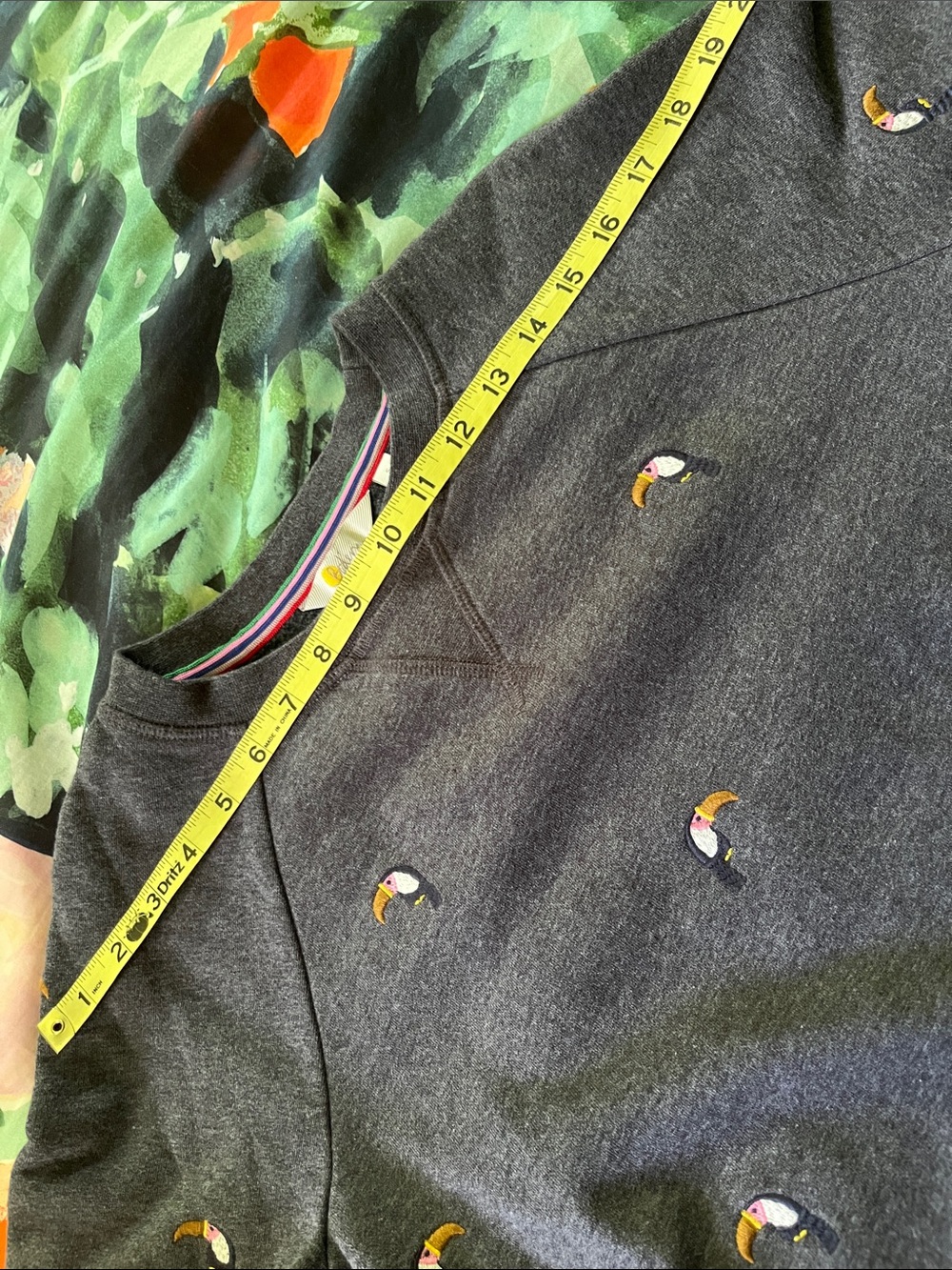 Boden Toucan Gray Cotton Sweatershirt - Picture 6 of 15